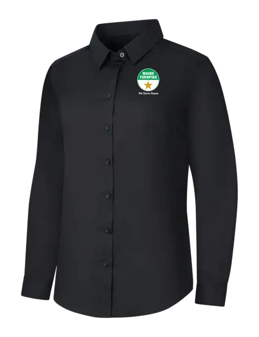 Womens Black Long Sleeve Carefree Poplin Shirt w/MTA Turnpike Logo