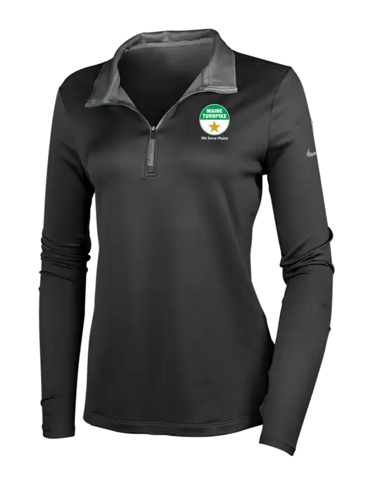 NIKE Black/Dark Grey Womens Dry-Fit Stretch 1/2 Zip Cover-Up w/MTA Turnpike Logo