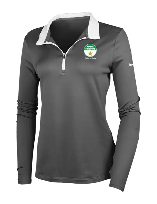 NIKE Dark Grey/White Womens Dry-Fit Stretch 1/2 Zip Cover-Up w/MTA Turnpike Logo