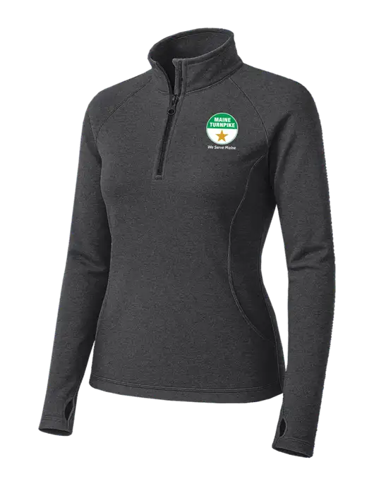 Dark Grey Heather Womens Sport Wick Stretch 1/4 Zip Pullover w/MTA Turnpike Logo