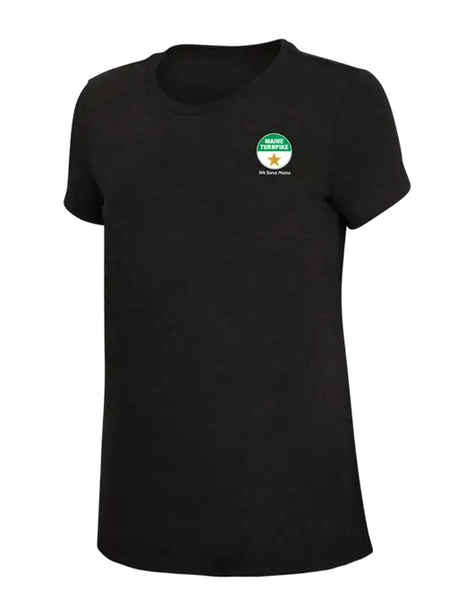 Womens Simply Soft Black 4.5oz Poly/Combed Ring Spun Cotton T-Shirt w/MTA Turnpike Logo