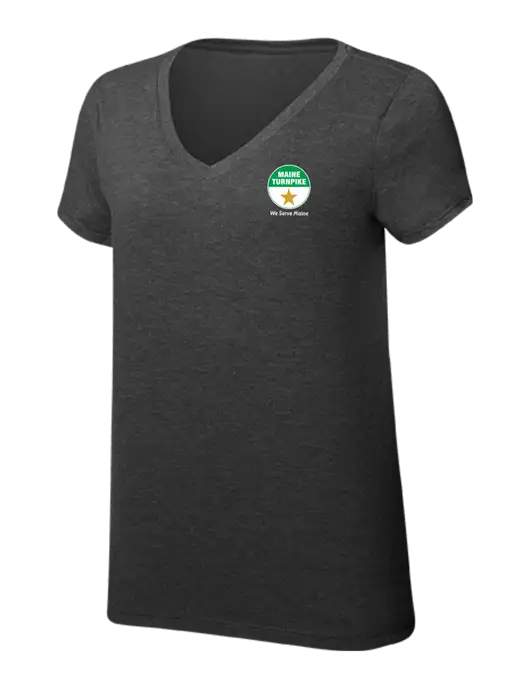 Womens Simply Soft V-Neck Black Frost 4.5oz  Poly/Combed Ring Spun Cotton T-Shirt w/MTA Turnpike Logo