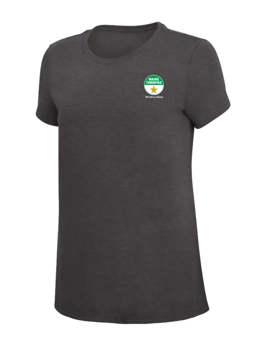 Womens Simply Soft Heather Charcoal 4.5oz  Poly/Combed Ring Spun Cotton T-Shirt w/MTA Turnpike Logo
