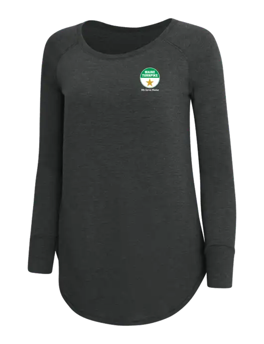 Womens Perfect Wide Collar Tunic Tri-Blend Black Frost 4.5 oz T-Shirt w/MTA Turnpike Logo