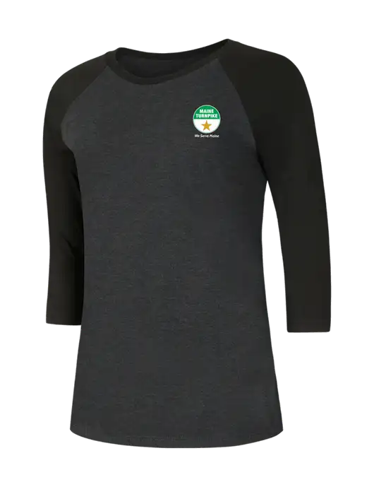 Womens Simply Soft 3/4 Sleeve Black/Black Frost Ring Spun Cotton T-Shirt w/MTA Turnpike Logo