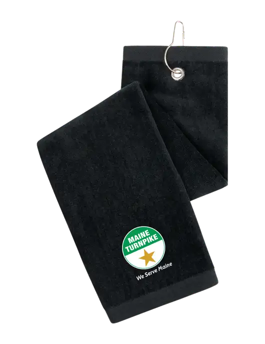 Black Tri-Fold Golf Towel with Grommet w/MTA Turnpike Logo