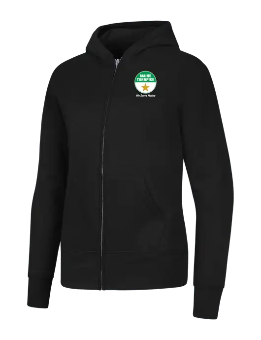 Jet Black Womens Core Fleece Full-Zip Hooded Sweatshirt w/MTA Turnpike Logo