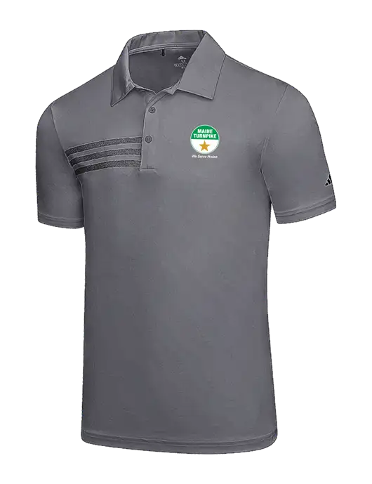 Adidas Medium Grey 3 Stripes Chest Polo w/MTA Turnpike Logo