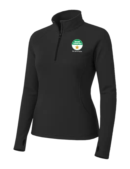 Charcoal Grey Womens Sport Wick Stretch 1/4 Zip Pullover w/MTA Turnpike Logo
