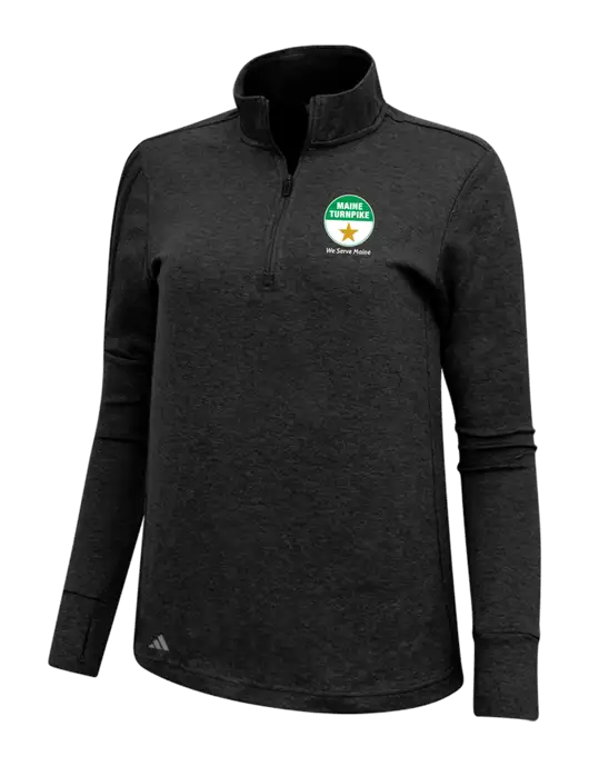 Adidas Black Melange Womens 3 Stripes Quarter Zip Sweater w/MTA Turnpike Logo