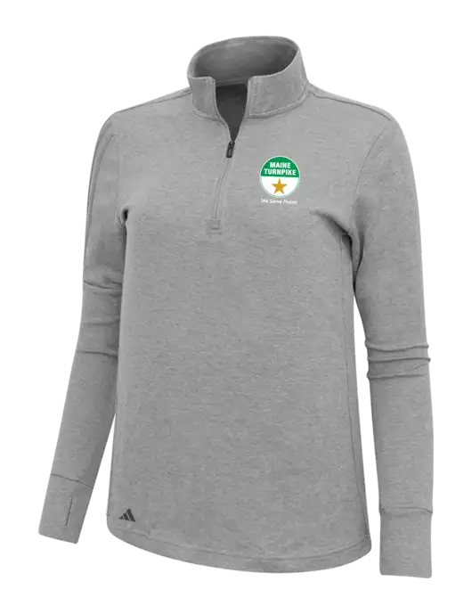 Adidas Light Grey Melange Womens 3 Stripes Quarter Zip Sweater w/MTA Turnpike Logo