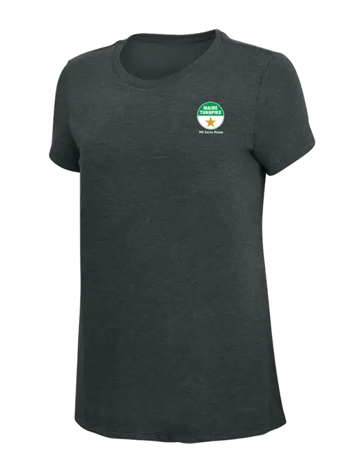 Womens Simply Soft Black Frost 4.5oz Poly/Combed Ring Spun Cotton T-Shirt w/MTA Turnpike Logo