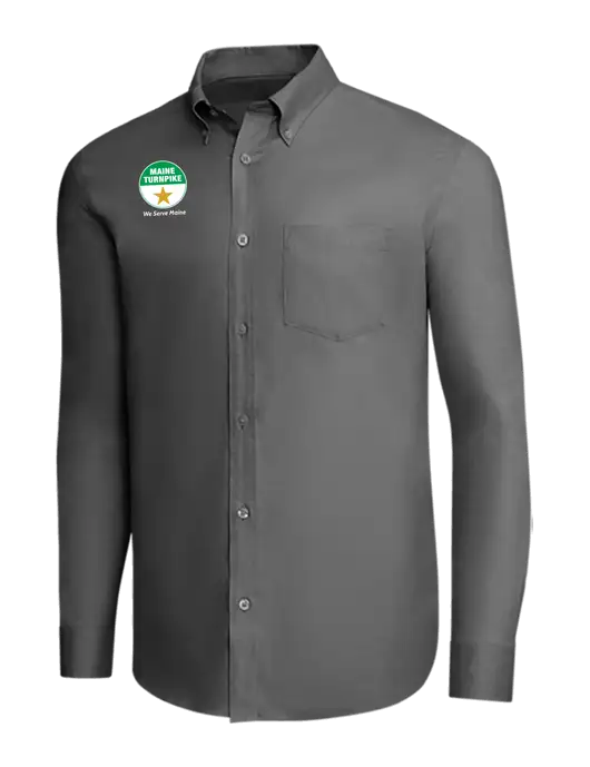 Brooks Brothers Dark Grey Wrinkle-Free Stretch Pinpoint Shirt w/MTA Turnpike Logo