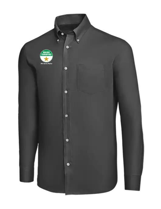 Brooks Brothers Dark Grey Wrinkle-Free Stretch Nailhead Shirt w/MTA Turnpike Logo