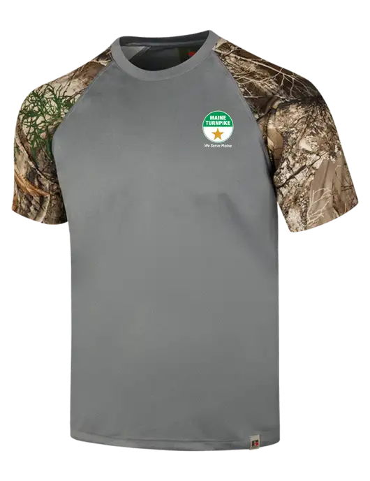 Russell Outdoors Medium Grey/Realtree Edge Camo Colorblock Performance T-Shirt w/MTA Turnpike Logo
