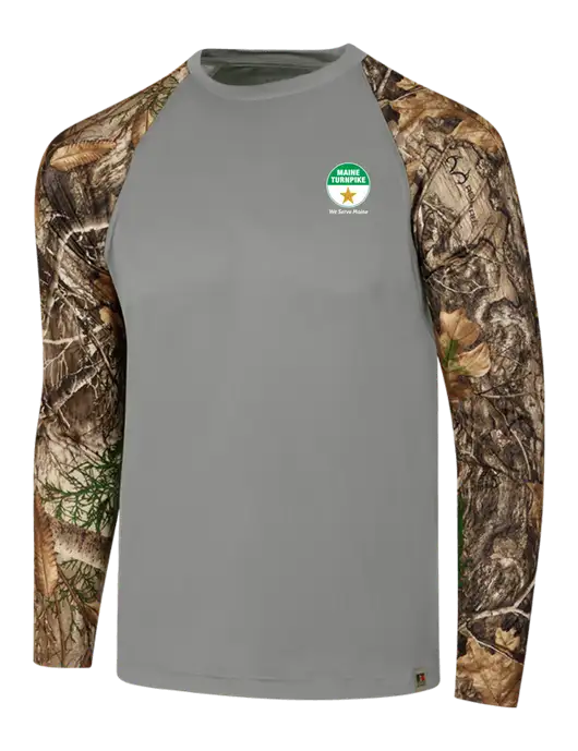 Russell Outdoors Medium Grey/Realtree Edge Camo Colorblock Performance Long Sleeve T-Shirt w/MTA Turnpike Logo