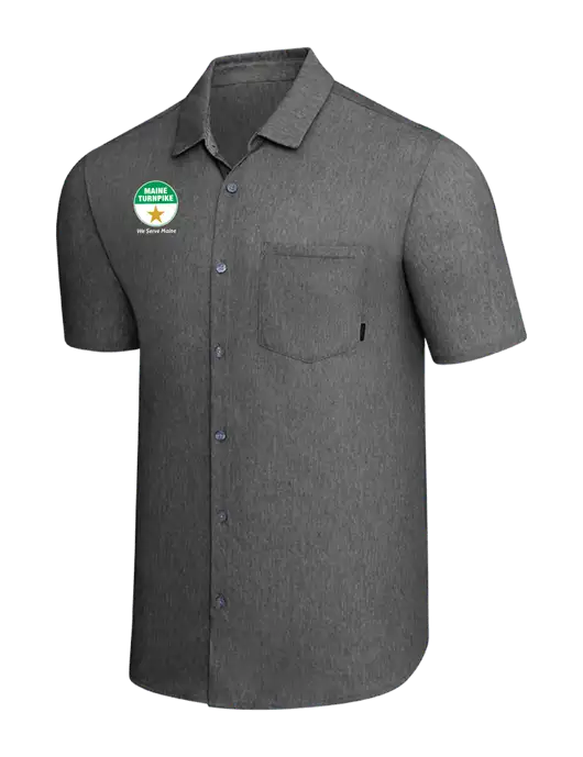 OGIO Dark Grey Heather Extend Short Sleeve Button Up Shirt w/MTA Turnpike Logo