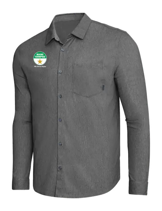 OGIO Dark Grey Heather Extend Long Sleeve Button Up Shirt w/MTA Turnpike Logo
