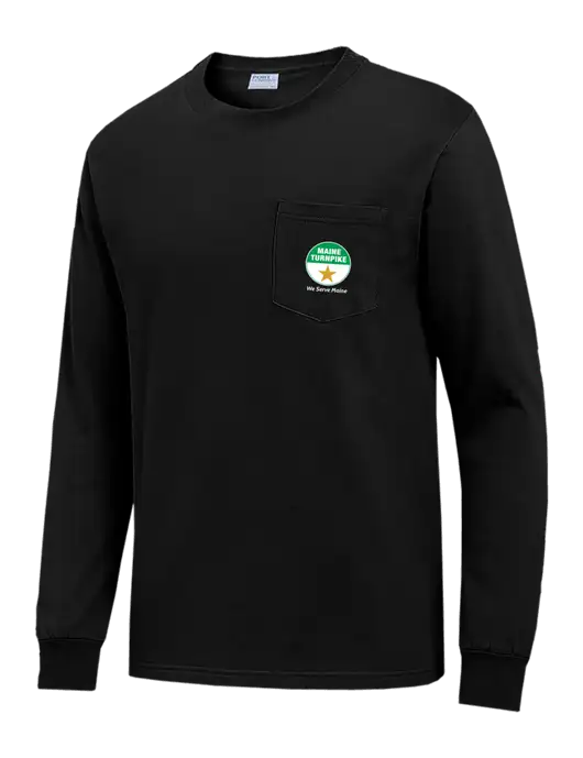 Black Long Sleeve Heavyweight 6.1 oz Pocket T-Shirt w/MTA Turnpike Logo