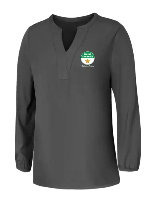 Mercer+Mettle Womens Dark Grey Stretch Crepe 3/4 Sleeve Blouse w/MTA Turnpike Logo