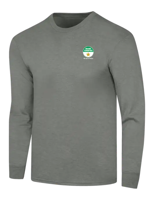 Simply Soft Long Sleeve Heathered Charcoal 4.5 oz, Poly/Combed Ring Spun Cotton T-Shirt w/MTA Turnpike Logo