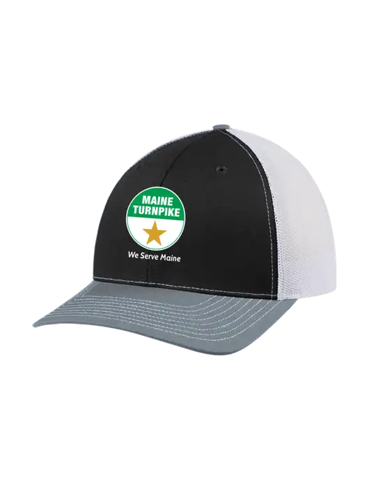 Richardson Adjustable Snapback Original 112 Trucker Cap Black/Light Heather Grey/White Mesh w/MTA Turnpike Logo