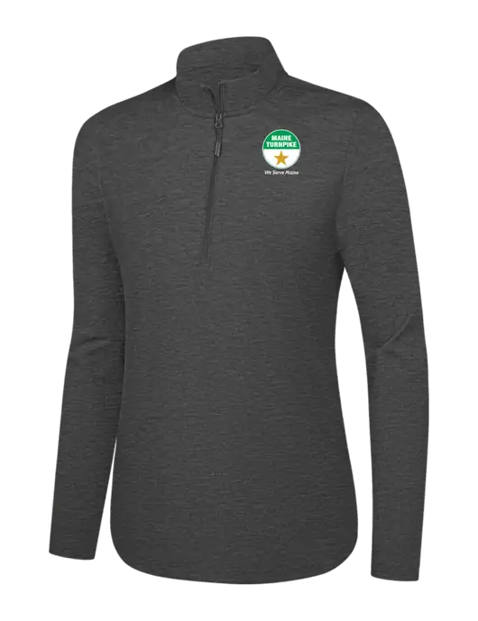  Womens Dark Grey Heather C-FREE Double Knit 1/4-Zip w/MTA Turnpike Logo