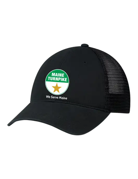 Richardson 111 Garment Washed Trucker Cap Black w/Black Mesh w/MTA Turnpike Logo