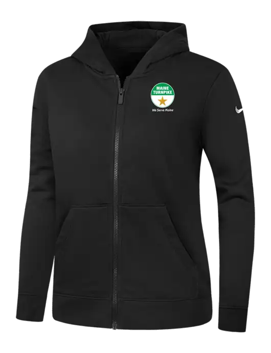 Nike Womens Club Fleece Sleeve Swoosh Full-Zip Black Hoodie w/MTA Turnpike Logo