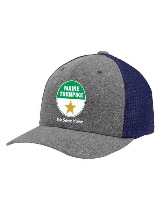 Flexfit Navy/Medium Grey Heather Melange Mesh Back Trucker Cap w/MTA Turnpike Logo