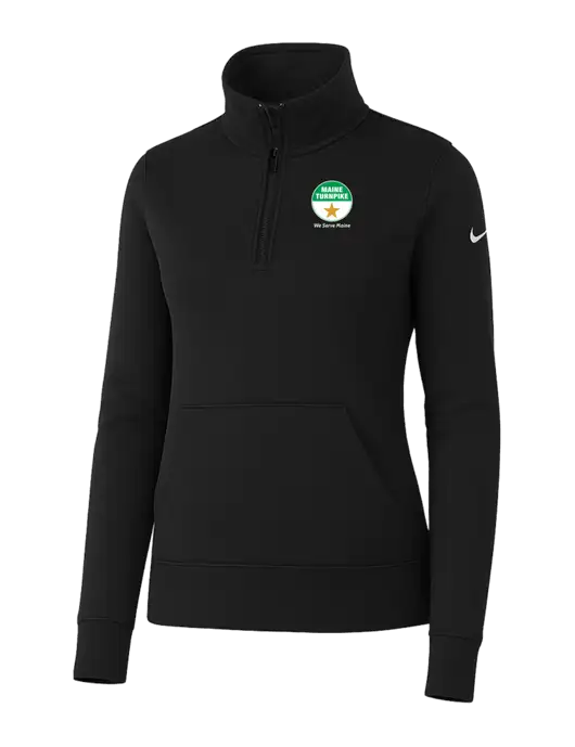 Nike Womens Black Club Fleece Sleeve Swoosh 1/2-Zip w/MTA Turnpike Logo
