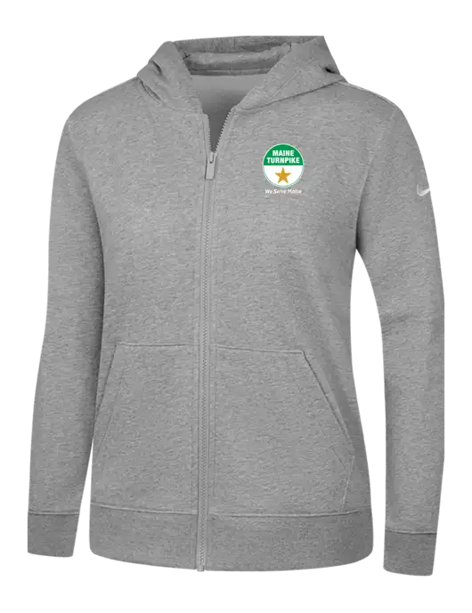 Nike Womens Club Fleece Sleeve Swoosh Full-Zip Dark Grey Heather Hoodie w/MTA Turnpike Logo