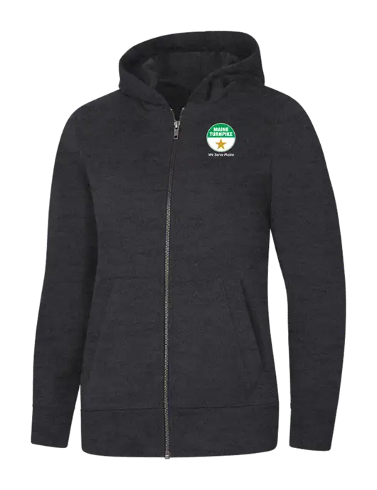 Womens Charcoal Heather Re-Fleece Full-Zip Hoodie w/MTA Turnpike Logo