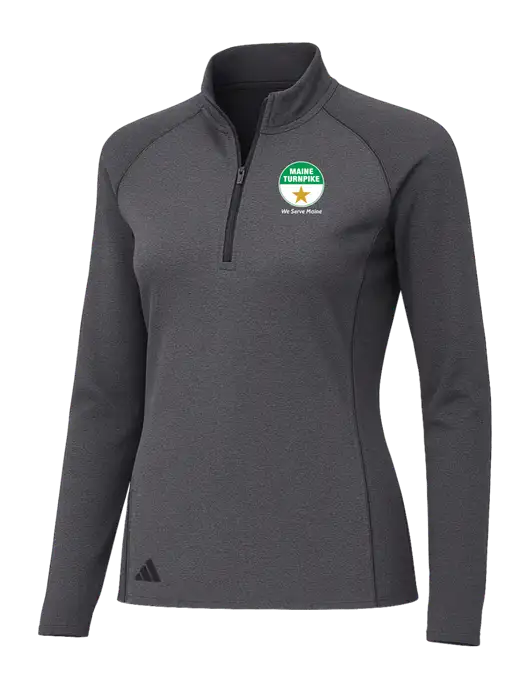 Adidas Womens Black Melange Space Dyed Quarter-Zip Pullover  w/MTA Turnpike Logo