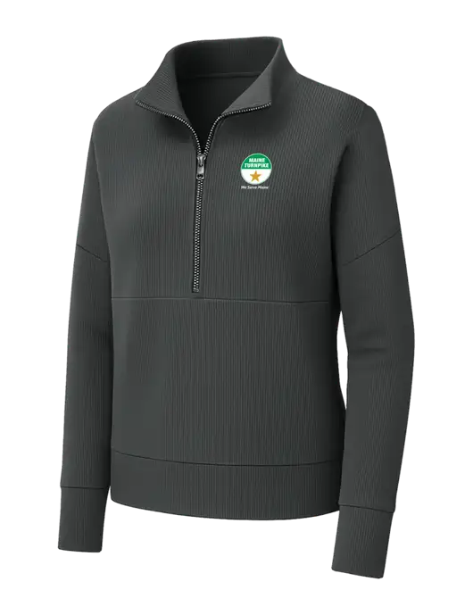Mercer+Mettle Womens Dark Grey Linear Texture Quarter Zip w/MTA Turnpike Logo