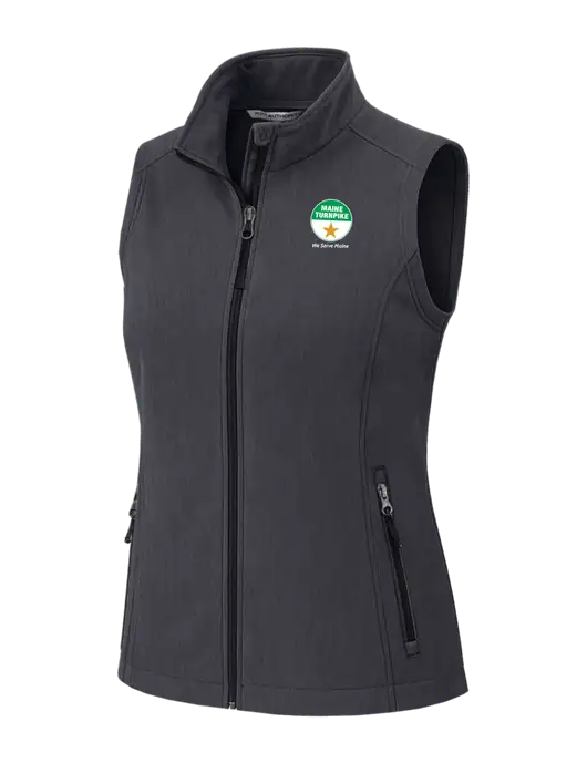 Charcoal Heather Womens Core Soft Shell Vest w/MTA Turnpike Logo