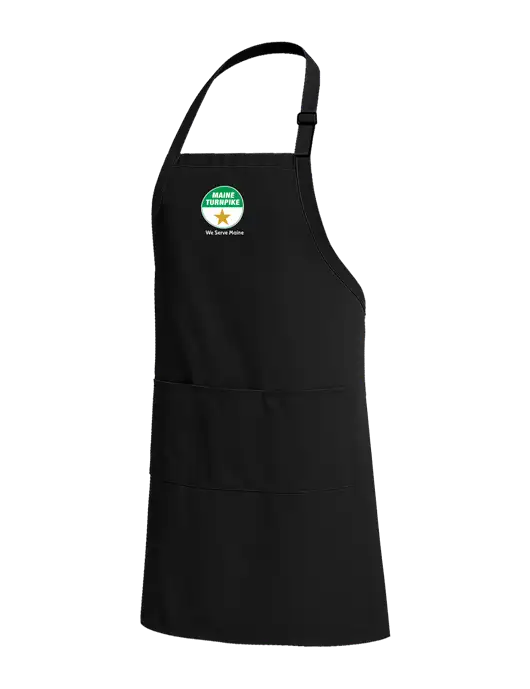 Easy Care Extra Long Bib Black Apron with Stain Release w/MTA Turnpike Logo