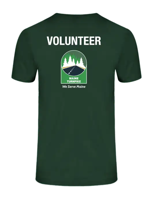 Ring Spun Forest Green 4.5 oz T-Shirt w/MTA Volunteer Logo, MTA Turnpike Logo