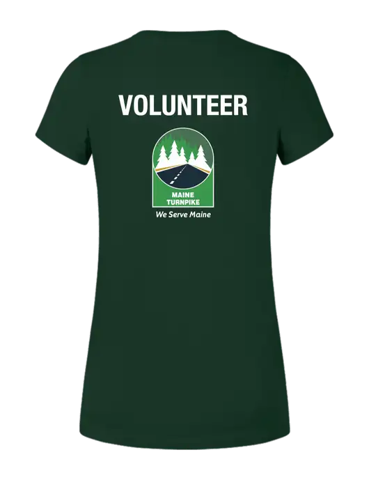 Womens Ring Spun Forest Green 4.5 oz T-Shirt w/MTA Volunteer Logo, MTA Turnpike Logo